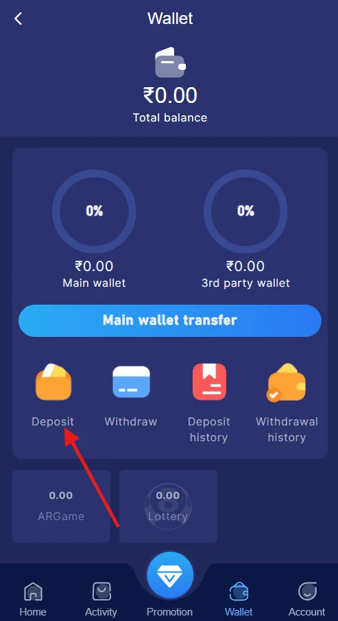 go to deposit page